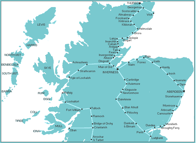 Map of Railway Lines in the North of Scotland  -  2005