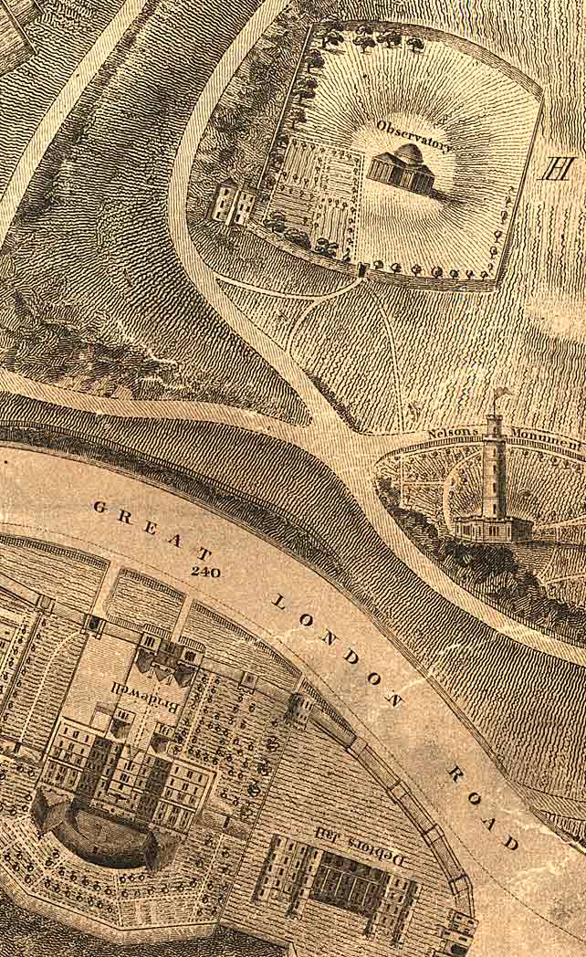 Detail from map of Edinburgh New Town  -  Kirkwood, 1819  -   Calton