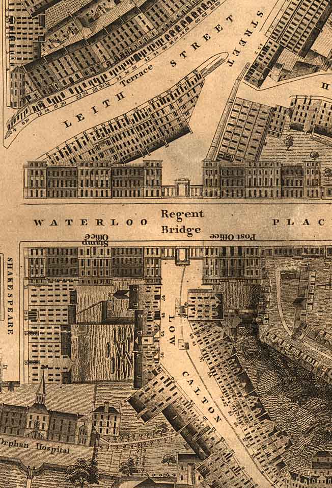 Detail from map of Edinburgh New Town  -  Kirkwood, 1819  -  Low Calton