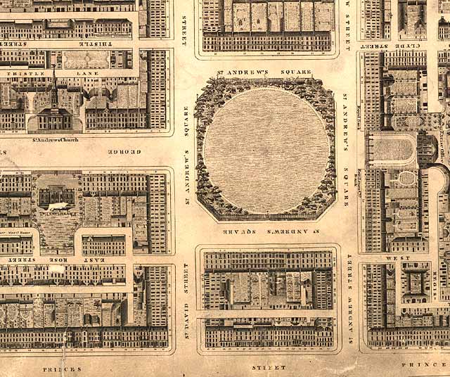 Detail from map of Edinburgh New Town  -  Kirkwood, 1819  -  St Andrew Square