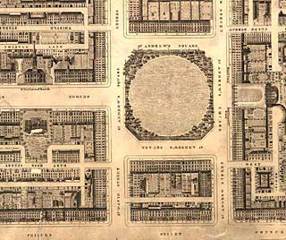 Detail from map of Edinburgh New Town  -  Kirkwood, 1819  -  St Andrew Square