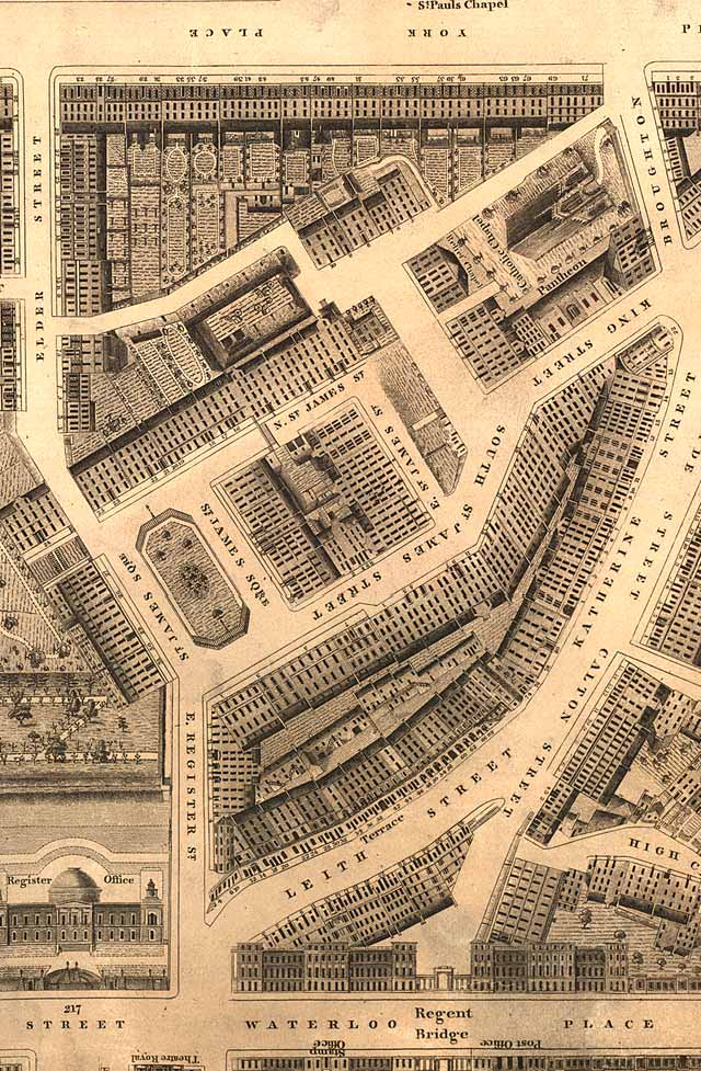 Detail from map of Edinburgh New Town  -  Kirkwood, 1819  -  St James Square