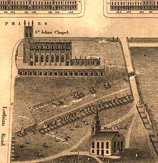 Detail from map of Edinburgh New Town  -   Kirkwood, 1891  -  West End of Princes Street