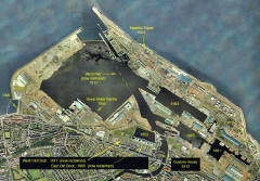 Aerial view of Leith Docks  -  2001  -  and key
