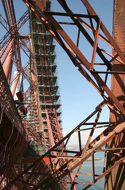 The Forth Rail Bridge  -  Scaffolding erected for painting