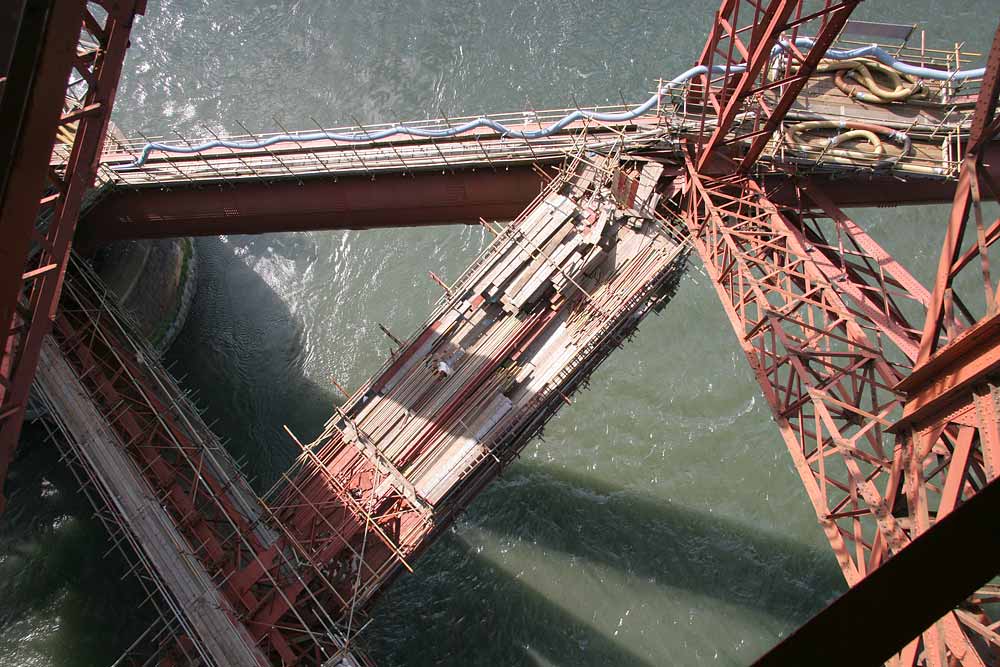 The Forth Rail Bridge  -  Scaffolding stored on the bridge