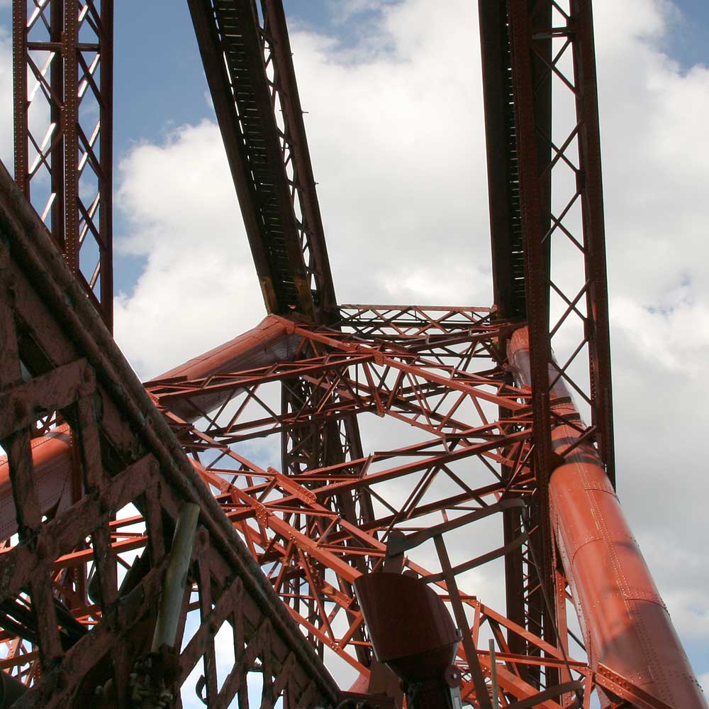 The Forth Rail Bridge  -  a newly painted part of the bridge