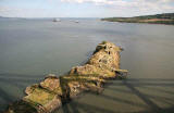 Looking down from the Forth Bridge  -  The island of Inchgarvie in the Firth of Forth.