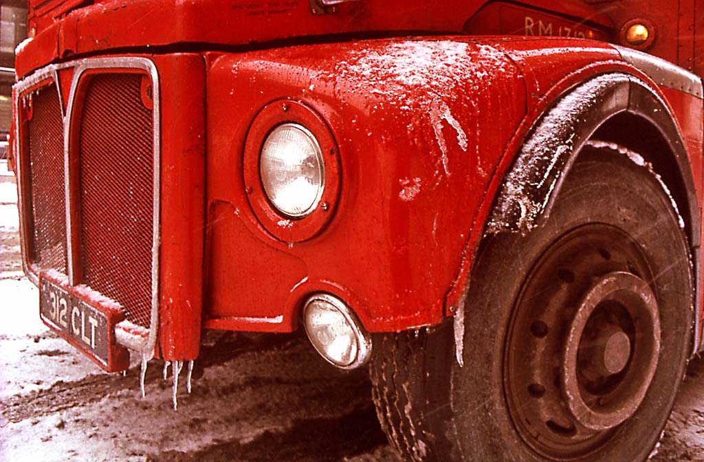 London  -  'Routemaster' bus in winter