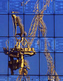London Docklands  -  Reflections of 2 cranes