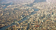 Looking down on London from an Edinburgh to London flight