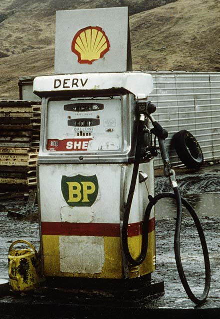Zoom-in to a PETROL Pump at a BP Garage in the Scottish Highlands