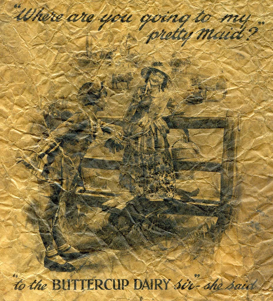 Buttercup Dairy Co  -  Advert on a paper bag