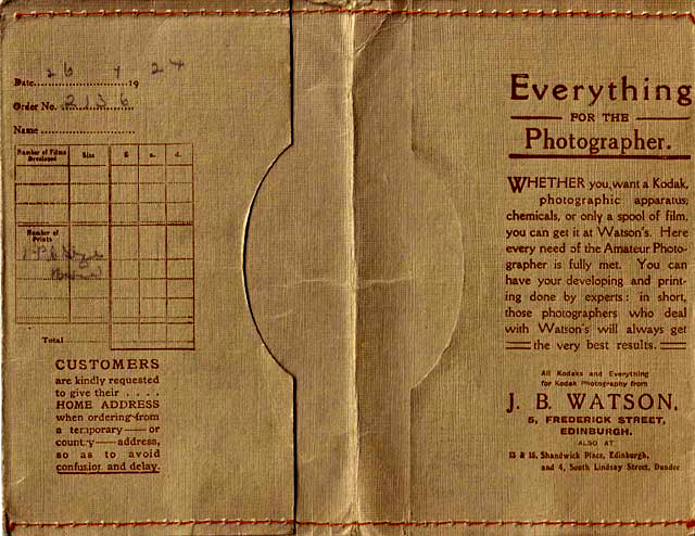 J B Watson  -  The inside of a developing and printing wallet, 1924