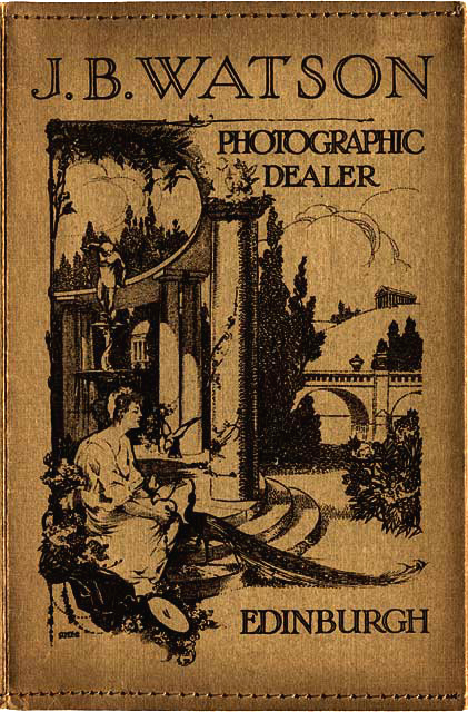 Zoom-in to the front of a J B Watosn Developing and Printing wallet, 1929 to 1931