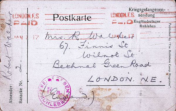 The back of a Christmas Postcard, 1916, by Healey Hislop