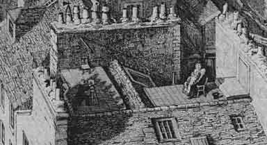 Howie's rooftop studio  -  Detail from an Ebsworth engraving