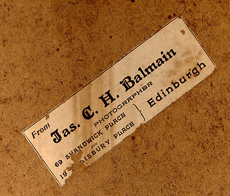 'James C H Balmain' label on the back of a Portrait in Pencil