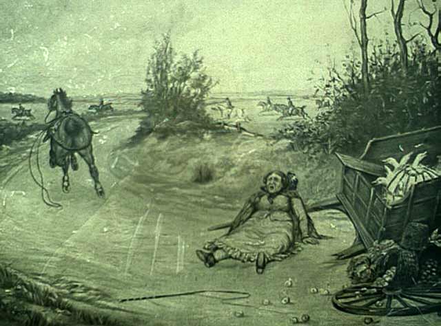 Picture by William Crooke, 1890  -  Run away horse and cart