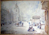 A painting by Ewbank  -  The Tron Kirk in the High Street, Edinburgh, before the fire of 1824