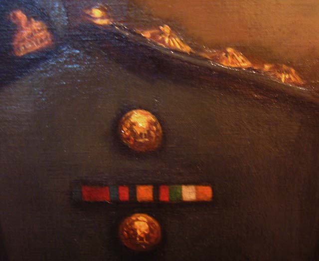 Painting by J Horsburgh Senior  -  Captain Bromfield DSO - Detail from the painting