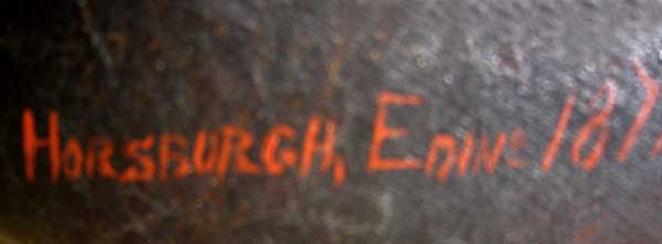 Signature on the back of a Painting by Horsburgh, 1877, of g.g.g.grandmother of Alaitair Skelton