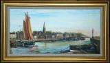One of a series of paintings of harbours around Edinburgh by 'The Leith Artist', Frank Forsgard Manclark  -  Granton Harbour