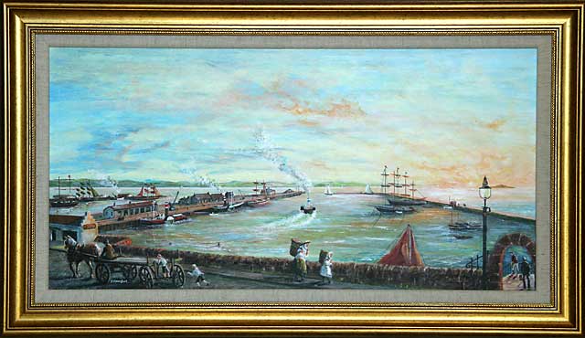 One of a series of paintings of harbours around Edinburgh by 'The Leith Artist', Frank Forsgard Manclark  -  Granton Harbour