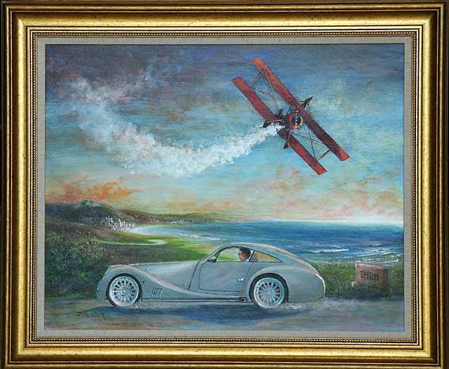 One of a series of paintings of Morgan Cars by 'The Leith Artist', Frank Forsgard Manclark  -   Title: 'Aeromaximum'