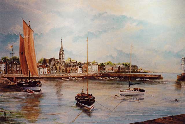 Painting by Frank Forsgard Manclark, 'The Leith Artist'   -   Newhaven Early Morning