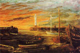 Painting by Frank Forsgard Manclark, 'The Leith Artist'   -   Newhaven Sunset