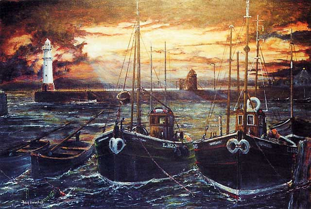 Painting by Frank Forsgard Manclark, 'The Leith Artist'   -   Newhaven Working Mates