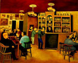 Painting by Edinburgh artist, Michael McVeigh  -  Bow Bar, Edinburgh  -  Is it acrylic?