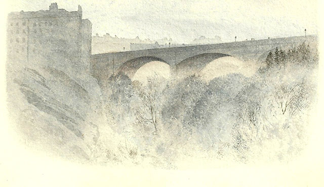 Dean Bridge - a watercolour by Peter Ingram Weir, 1891