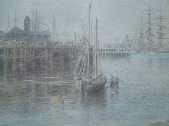 Granton Harbour from Eastern Breakwater - Detail from a 1935 Watercolour from an 1888 sketch by Edinburgh artist, Peter Ingram Weir