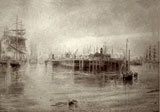 Granton Harbour from Eastern Breakwater  -  Detail from a 1935 Watercolour from an 1888 sketch by Edinburgh artist, Peter Ingram Weir 