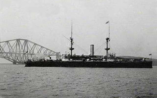 Alex Ayton Glass Plate - Forth Bridge and Warship