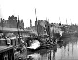 Alex Ayton Glass Plate  -  Leith  - Seamen's Home and  Ships at the Shore