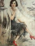 James Bacon & Sons - Portrait on silk of a 1920s lady