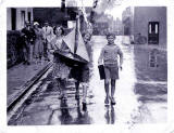 Photograph taken by K F Balmain in North Berwick  -  Three children and a model yacht