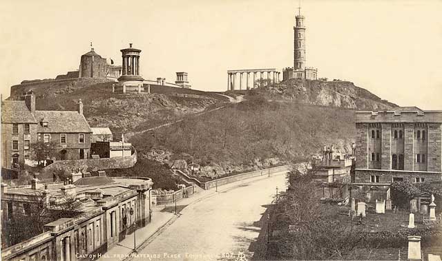 Calton Hill and Rock House, around 1870s  -  Photograph probably by Archibald Burns, but includes monogram of AA IngilsCalton Hill and Rock House -  Photograph by G W Wilson, around 1880s