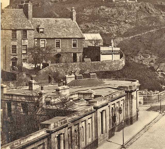 Calton Hill and Rock House, around 1870s  -  Photograph probably by Archibald Burns, but includes monogram of AA Ingils