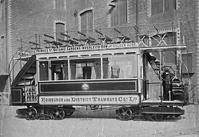 Photograph by T P Lugton  -  First tram car in Edinburgh