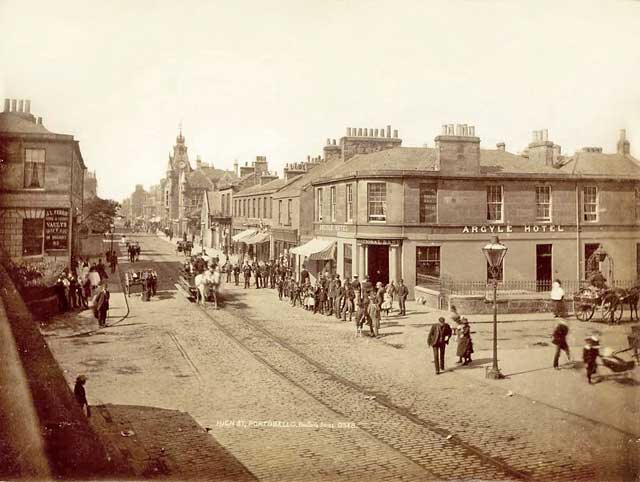 Photograph by T P Lugton in the Poulton series  -  Horse-drawn tram at Portobello High Street