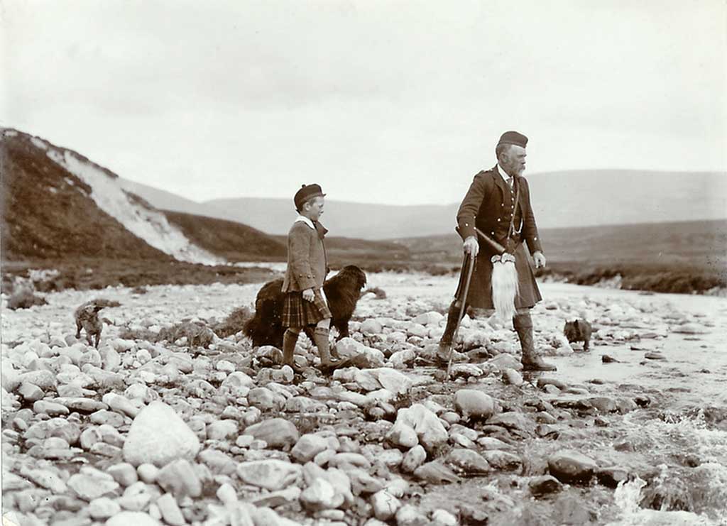 Photograph from the family of Horatio Ross  -  Hunting and Shooting in the Scottish Highlands  -  Two Dogs