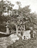 Photograph from the family of Horatio Ross  - Crossing the river in the Scottish Highlands