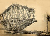 A photograph by A H Rushbrook of the Forth Rail Bridge under construction