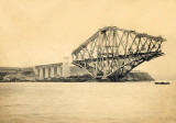 A photograph by A H Rushbrook of the Forth Rail Bridge under construction