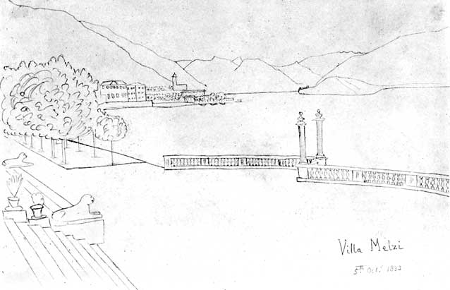 Sketch of Lake Como in Italy by Talbot  -  October 1833