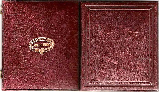 Red leather case of an Ambrotype Photo from the studio of James G Tunny  -  possibly a photo of J G Tunny